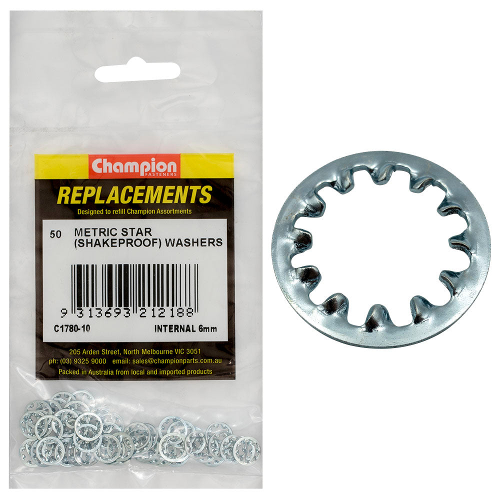 Champion Fasteners Washer Shakeproof Internal 6mm Zinc Plated C1780-10