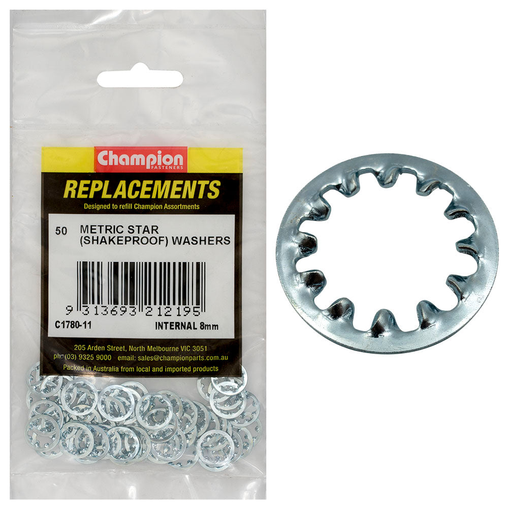 Champion Fasteners Washer Shakeproof Internal 8mm Zinc Plated C1780-11