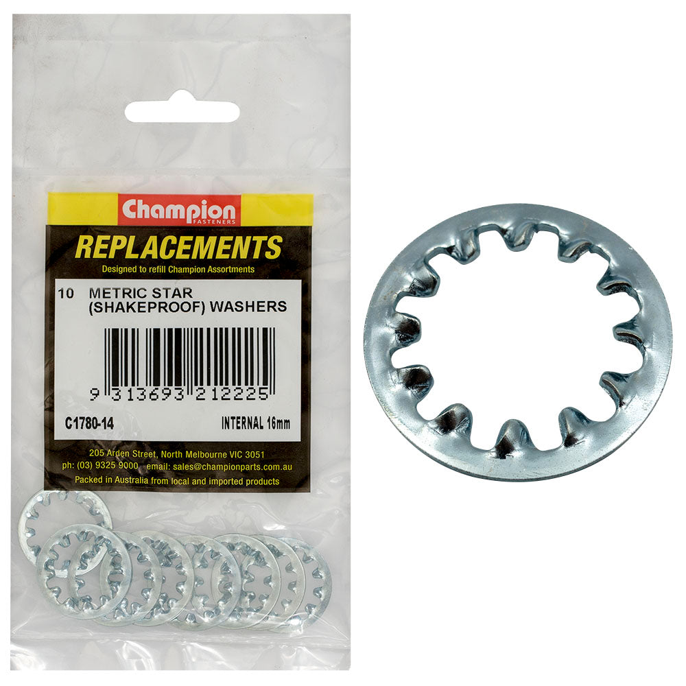 Champion Fasteners Washer Shakeproof Internal 16mm Zinc Plated C1780-14