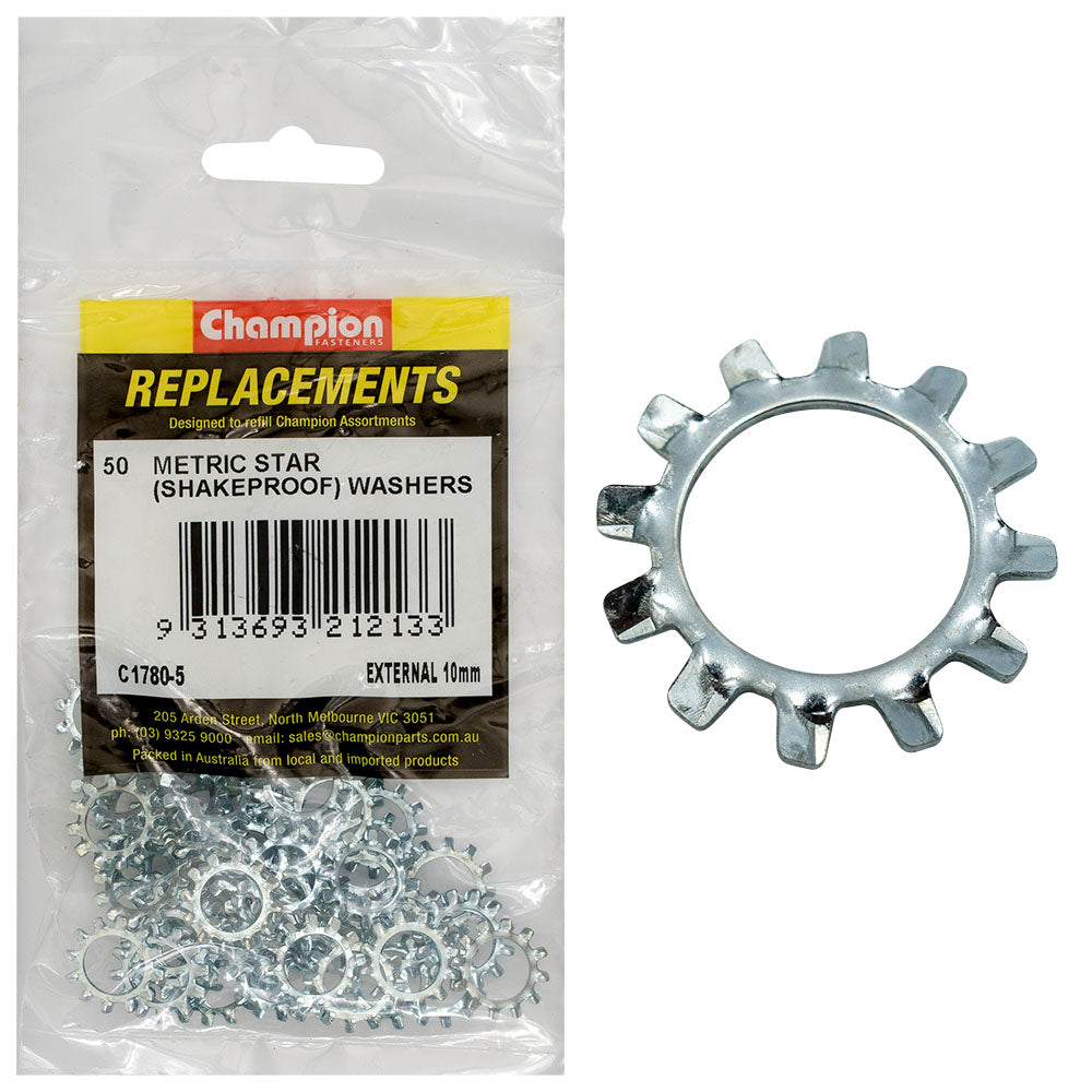 Champion Fasteners Washer Shakeproof External 10mm Zinc Plated C1780-5