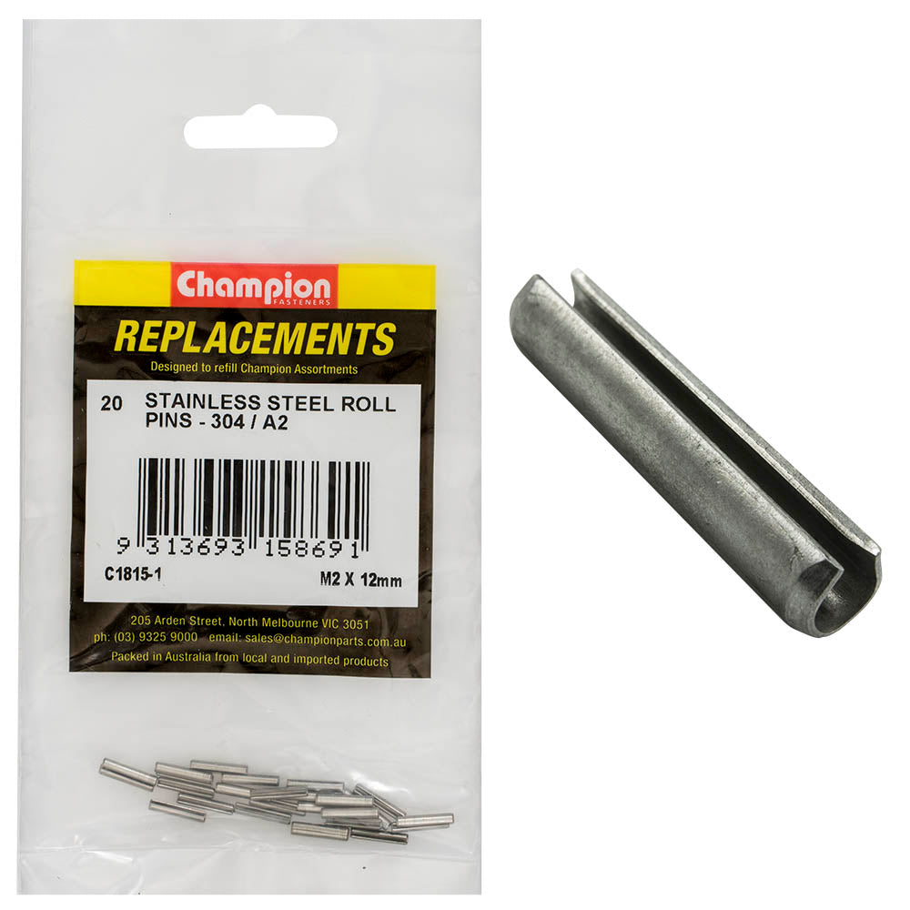 Champion Fasteners Roll Pin Stainless Steel 2 X 12mm C1815-1