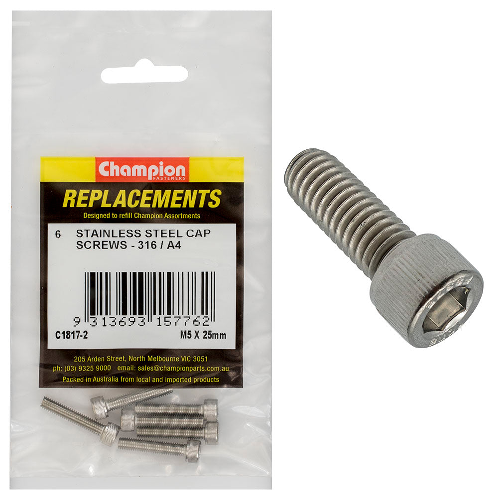 Champion Fasteners Socket HD Cap Screws S/S 5X25mm C1817-2