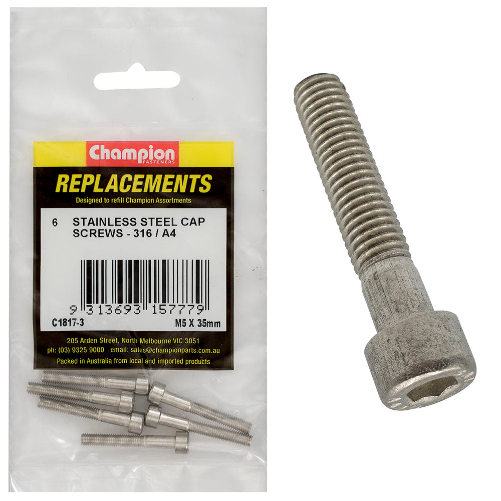 Champion Fasteners Socket HD Cap Screws S/S 5X35mm C1817-3