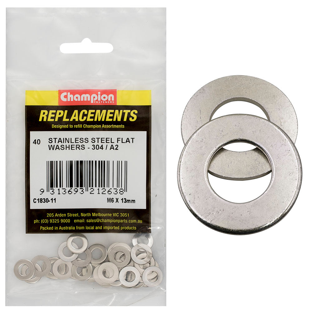 Champion Fasteners Washer Flat Stainless Steel M6 X 13mm 304/A2 C1830-11