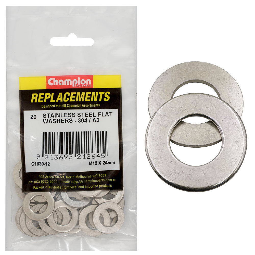 Champion Fasteners Washer Flat Stainless Steel M12 X 24mm 304/A2 C1830-12