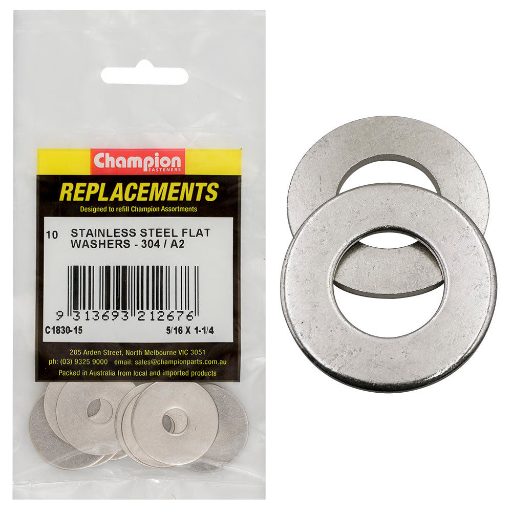 Champion Fasteners Washer Flat Body Stainless Steel 5/16In X 1 1/4In 304/A2 C1830-15