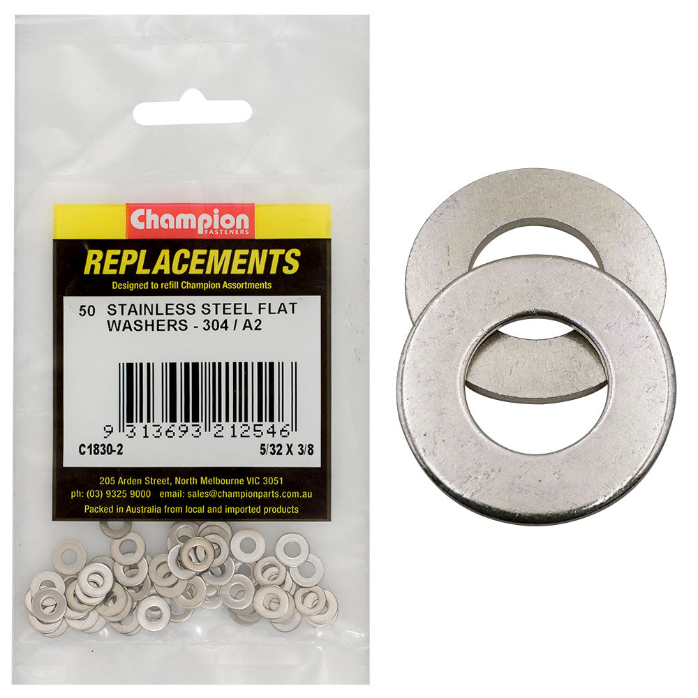 Champion Fasteners Washer Flat Stainless Steel 5/32In X 3/8In 304/A2 C1830-2