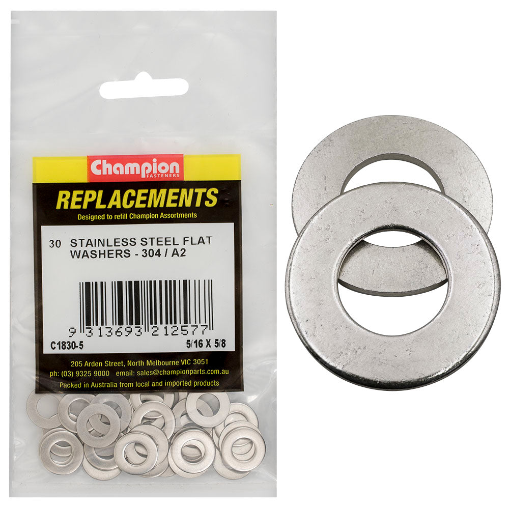Champion Fasteners Washer Flat Stainless Steel 5/16In X 5/8In 304/A2 C1830-5