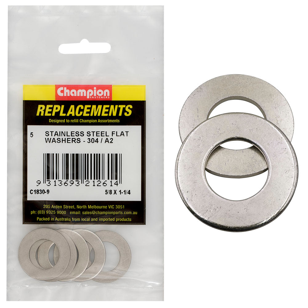 Champion Fasteners Washer Flat Stainless Steel 5/8In X 1 1/4In 304/A2 C1830-9
