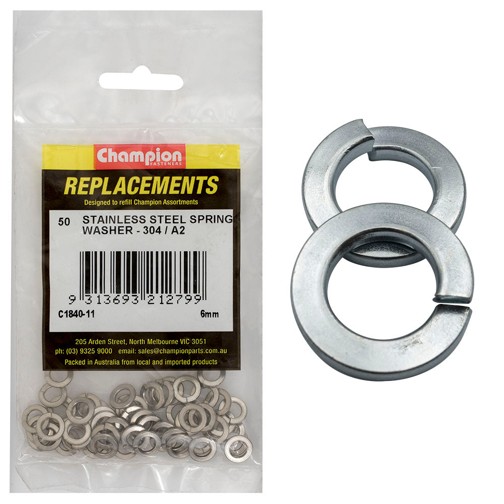 Champion Fasteners Washer Spring Flat Section Stainless Steel 6mm 304/A2 C1840-11