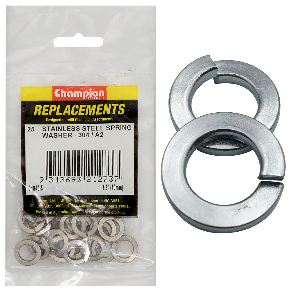 Champion Fasteners Washer Spring Flat Section Stainless Steel 3/8In (10mm) 304/A2 C1840-5