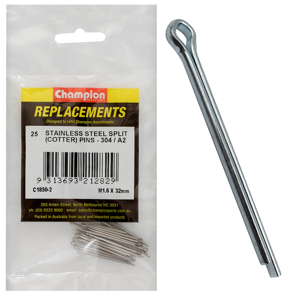 Champion Fasteners Split Pin Stainless Steel 1.6 X 32mm 304/A2 C1850-2