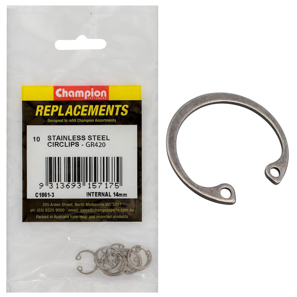 Champion Fasteners Circlip Internal Shaft Stainless Steel 14mm 316/A4 C1861-3