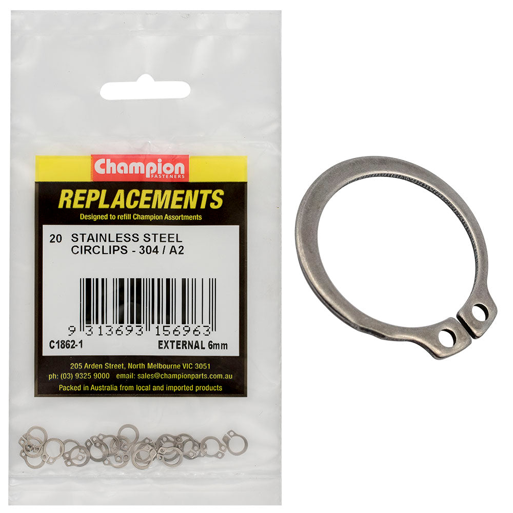Champion Fasteners Circlip External Shaft Stainless Steel 6mm 316/A4 C1862-1
