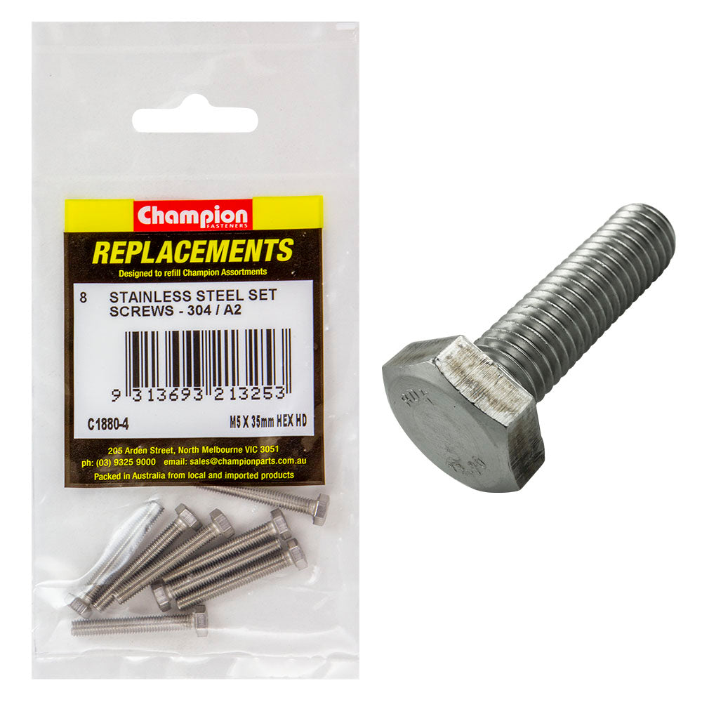Champion Fasteners Hex Set Screw Stainless Steel M5 X 35Mm 304/A2 C1880-4