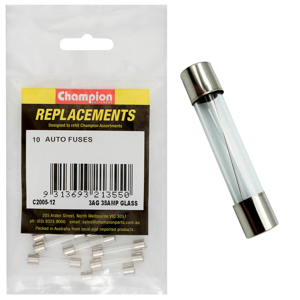 Champion Fasteners Fuse Glass 3Ag 35Amp C2005-12