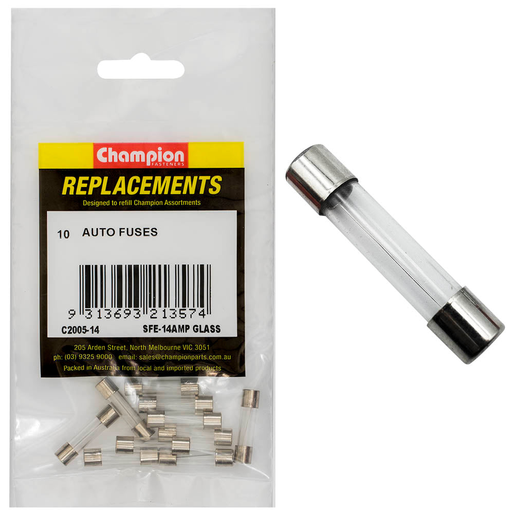 Champion Fasteners Fuse Glass Sfe 14 Amp C2005-14