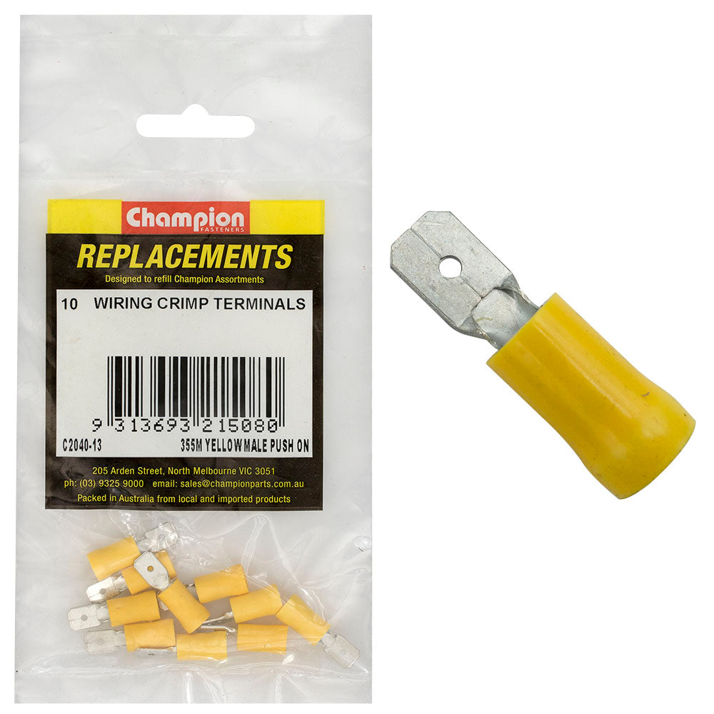 Champion Fasteners Crimp Terminal Blade Male Yellow 6.3mm C2040-13
