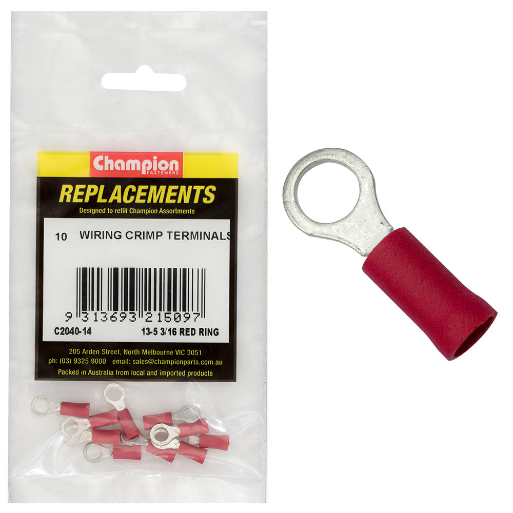 Champion Fasteners Crimp Terminal Ring Red 5mm C2040-14