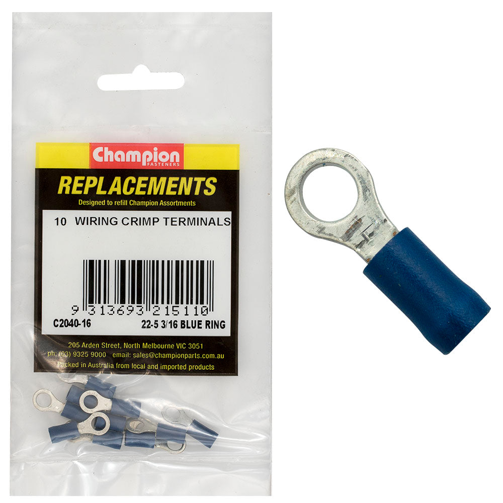 Champion Fasteners Crimp Terminal Ring Blue 5mm C2040-16