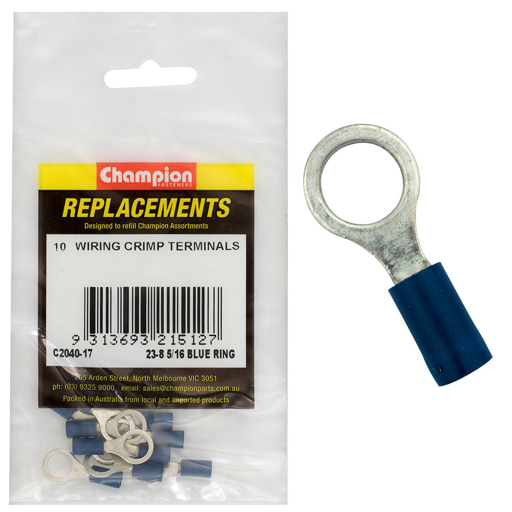Champion Fasteners Crimp Terminal Ring Blue 8mm C2040-17