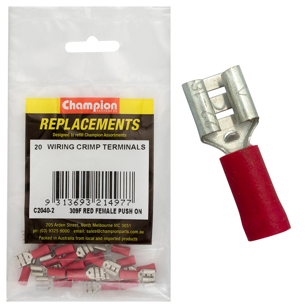 Champion Fasteners Crimp Terminal Blade Female Red 6.3mm C2040-2