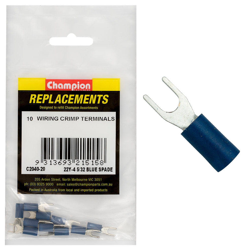 Champion Fasteners Crimp Terminal Spade Blue 4mm C2040-20