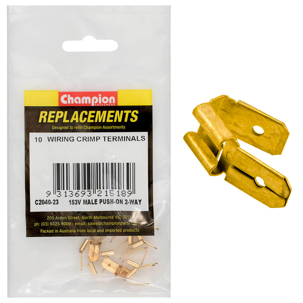 Champion Fasteners Crimp Terminal Male Push On 2 Way Connector C2040-23