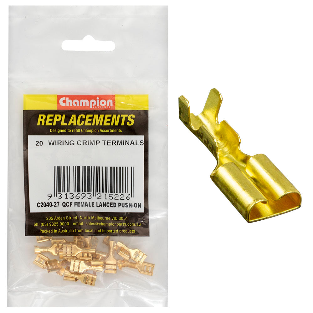Champion Fasteners Crimp Terminal Female Lanced Push On C2040-27