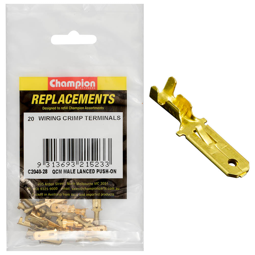 Champion Fasteners Crimp Terminal Male Lanced Push On C2040-28