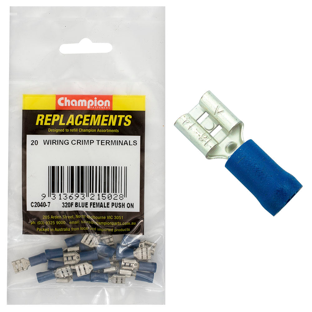 Champion Fasteners Crimp Terminal Blade Female Blue 6.3mm C2040-7