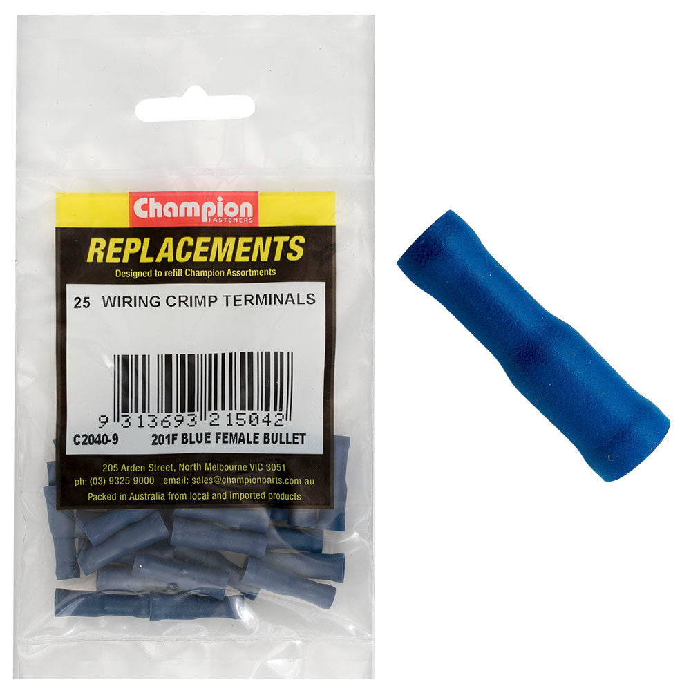 Champion Fasteners Crimp Terminal Bullet Female Blue 4mm C2040-9