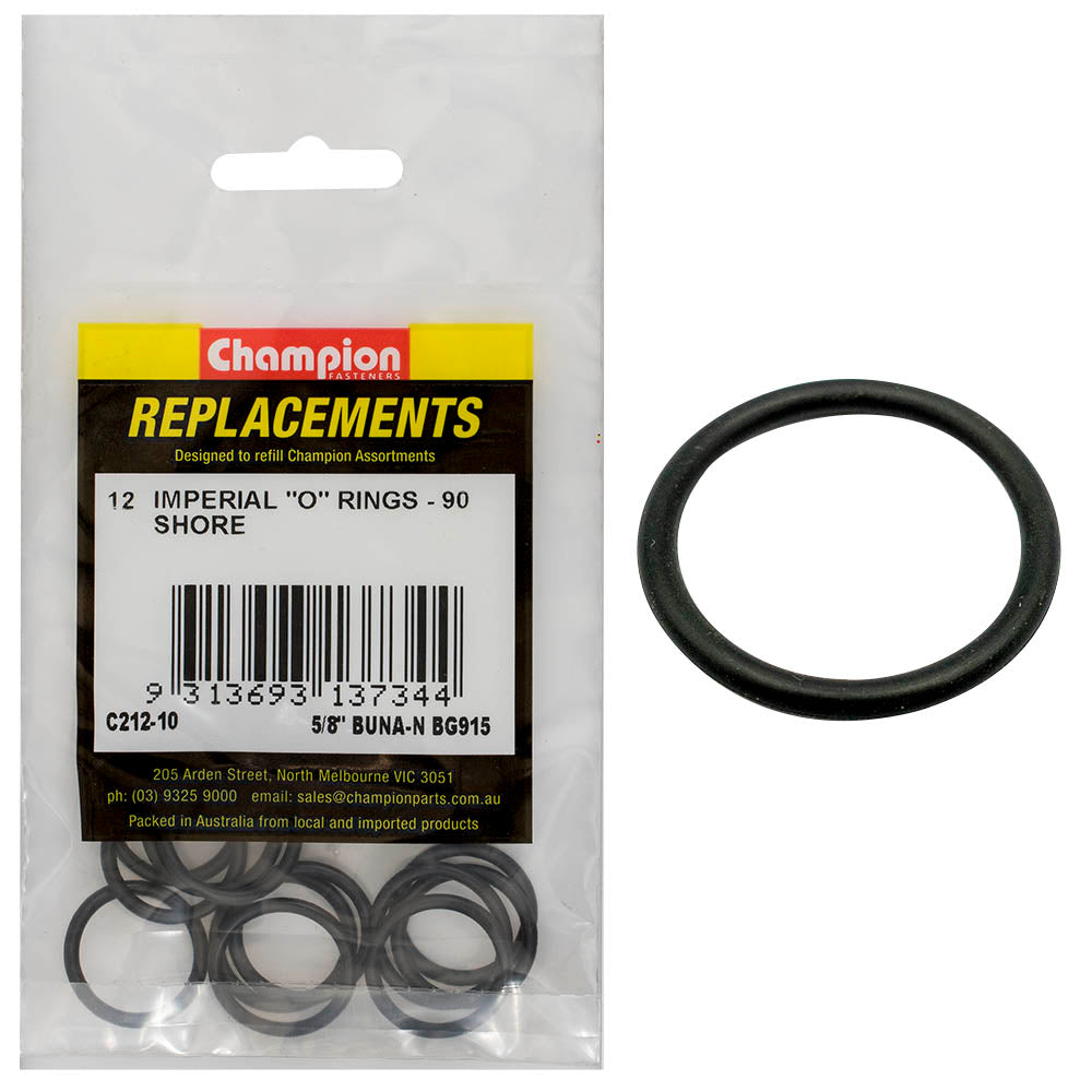 Champion Fasteners O Ring Nitrile Rubber 90 Shore 5/8In X .097 Black C212-10