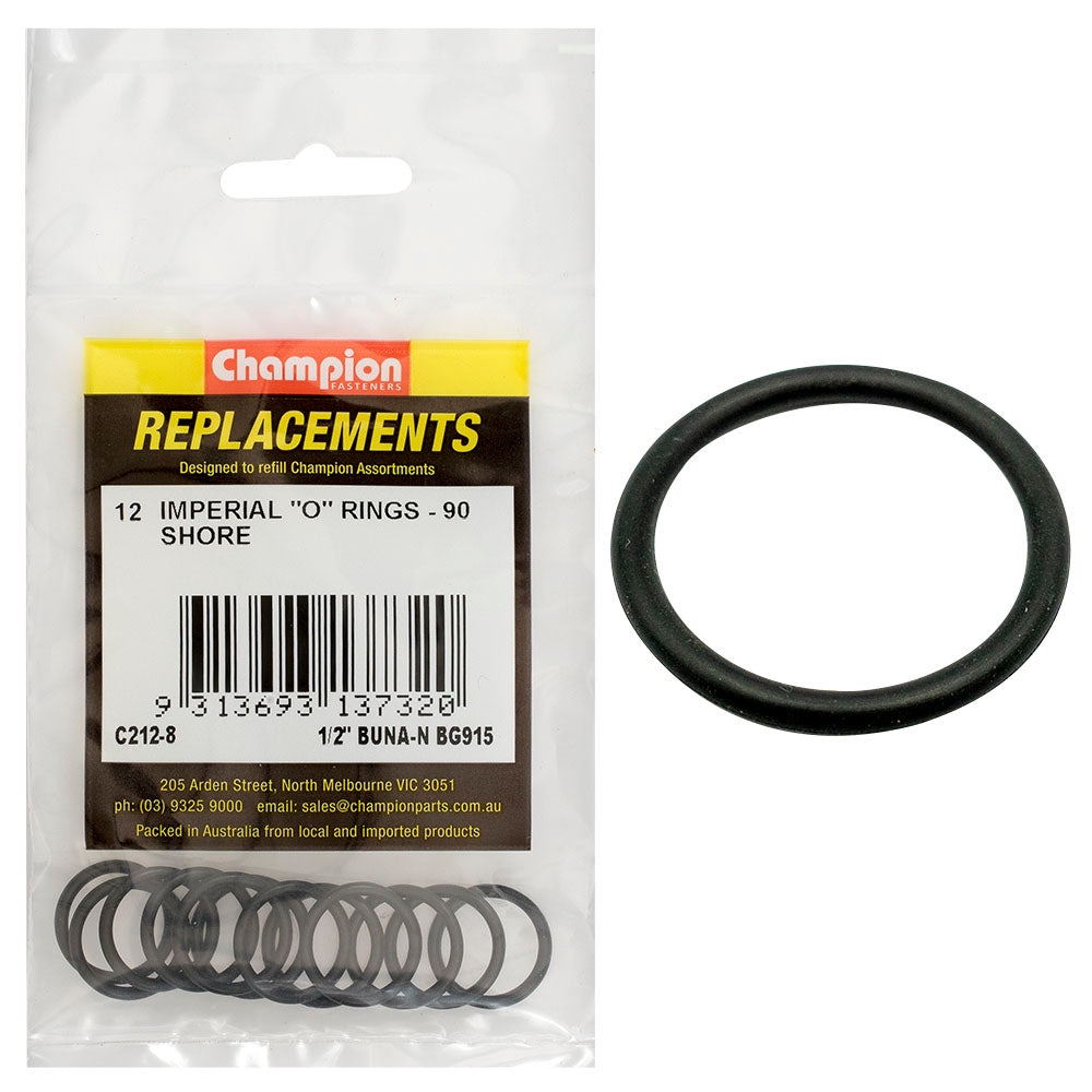 Champion Fasteners O Ring Nitrile Rubber 90 Shore 1/2In X .087 Black C212-8