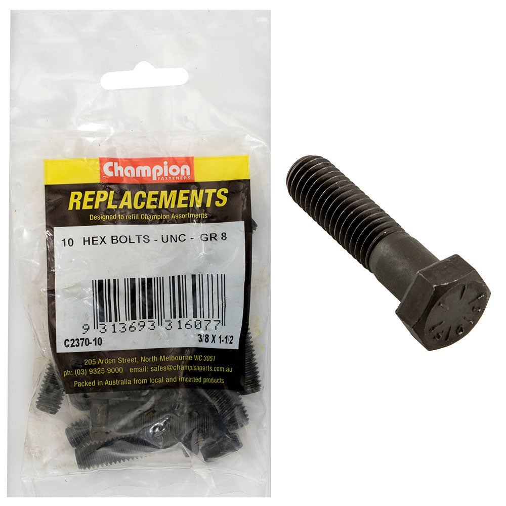 Champion Fasteners Hex Bolt High Tensile 3/8In X 1 1/2In Unc Grade 8 C2370-10
