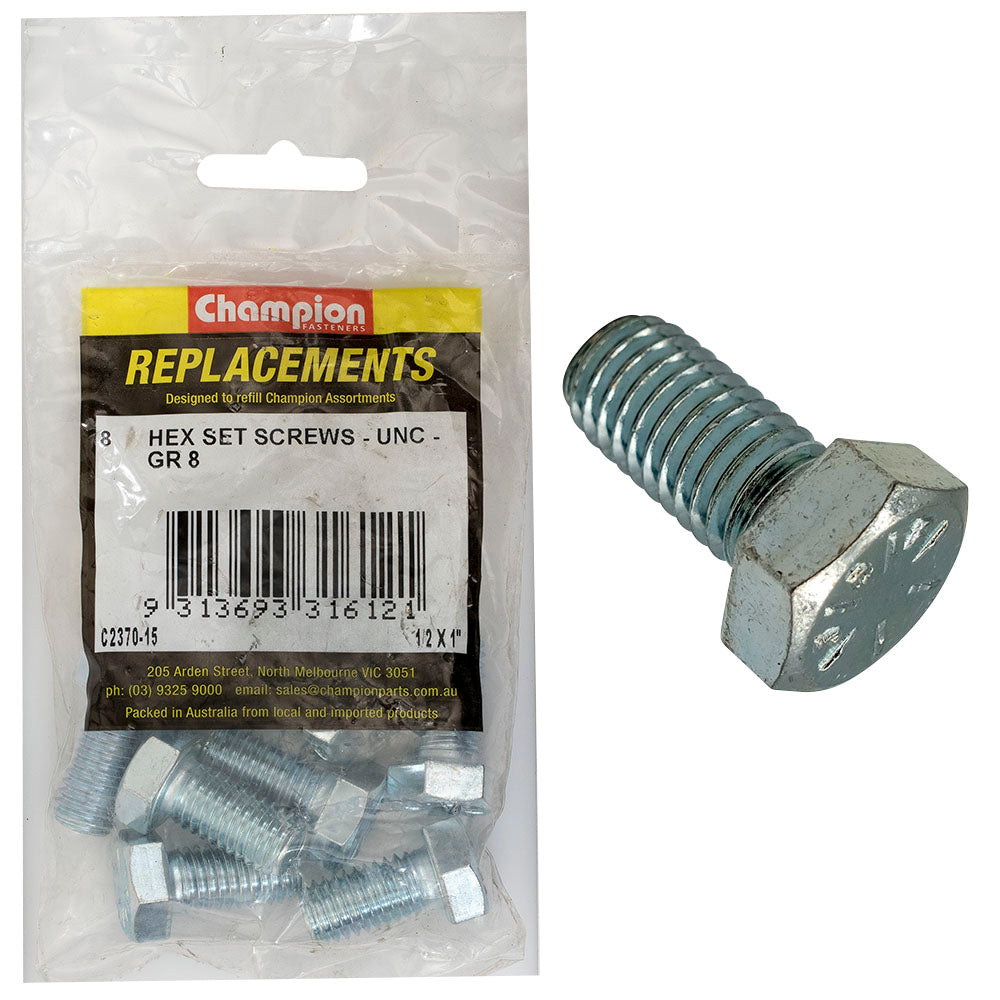 Champion Fasteners Hex Set Screw High Tensile 1/2In X 1In Unc Grade 8 C2370-15