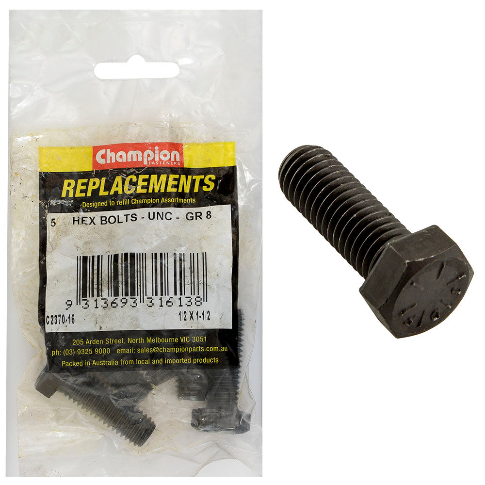 Champion Fasteners Hex Bolt High Tensile 1/2In X 1 1/2In Unc Grade 8 C2370-16