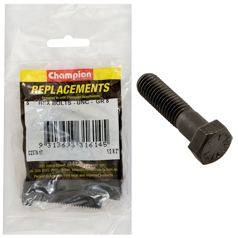 Champion Fasteners Hex Bolt High Tensile 1/2in x 2in UNC Grade 8 C2370-17