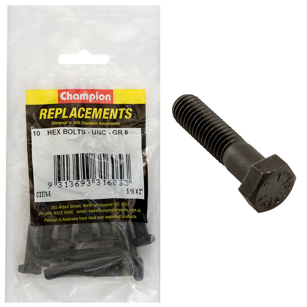 Champion Fasteners Hex Bolt High Tensile 5/16In X 2In Unc Grade 8 C2370-8