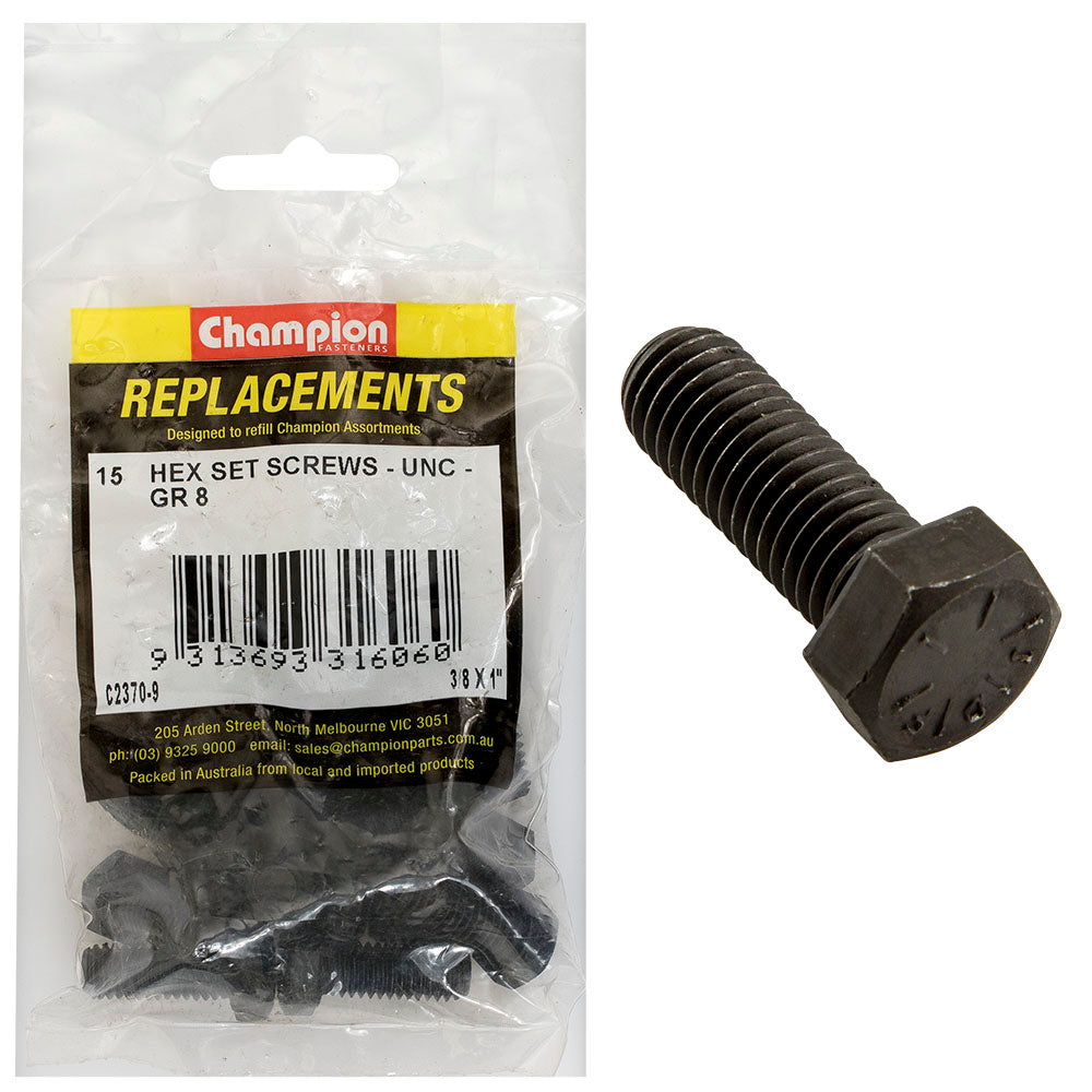 Champion Fasteners Hex Set Screw High Tensile 3/8In X 1In Unc Grade 8 C2370-9