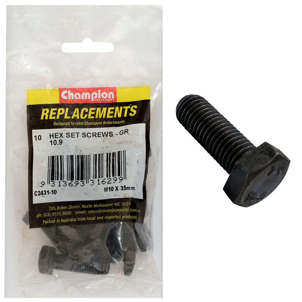 Champion Fasteners Hex Set Screw High Tensile M10 X 35mm Grade 10.9 C2431-10