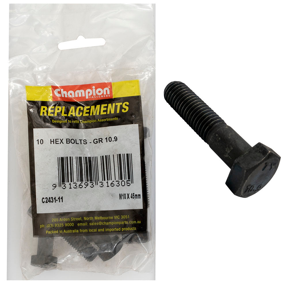 Champion Fasteners Hex Bolt High Tensile M10 X 45mm Grade 10.9 C2431-11