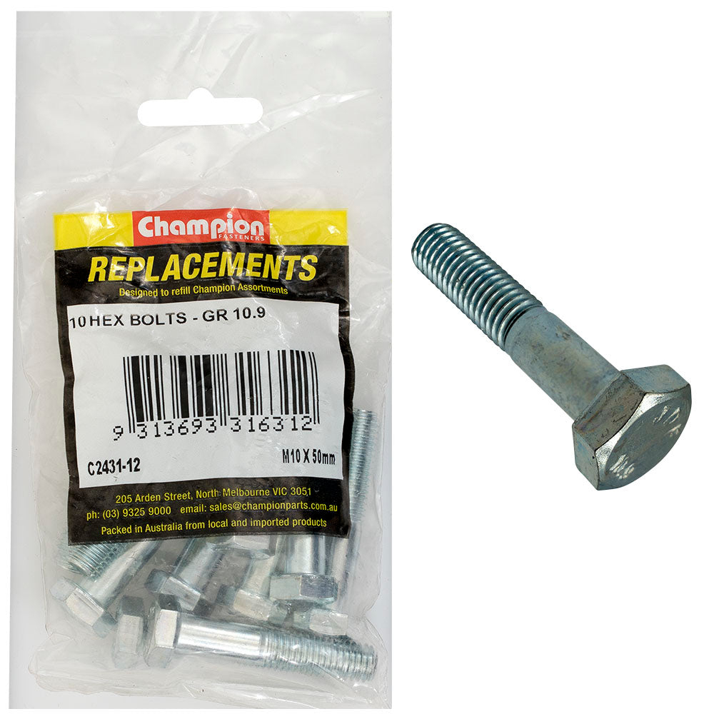 Champion Fasteners Hex Bolt High Tensile M10 X 50mm Grade 10.9 C2431-12