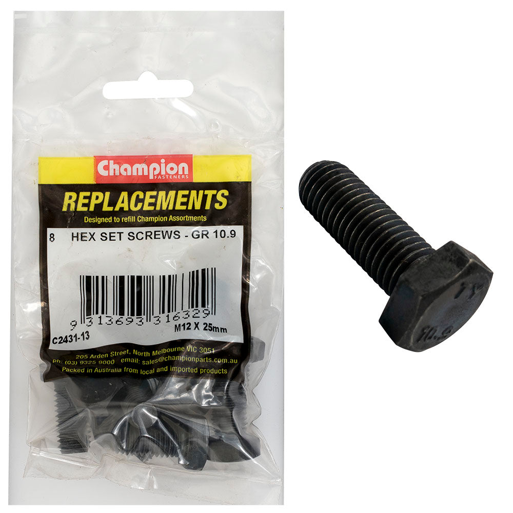 Champion Fasteners Hex Set Screw High Tensile M12 X 25mm Grade 10.9 C2431-13