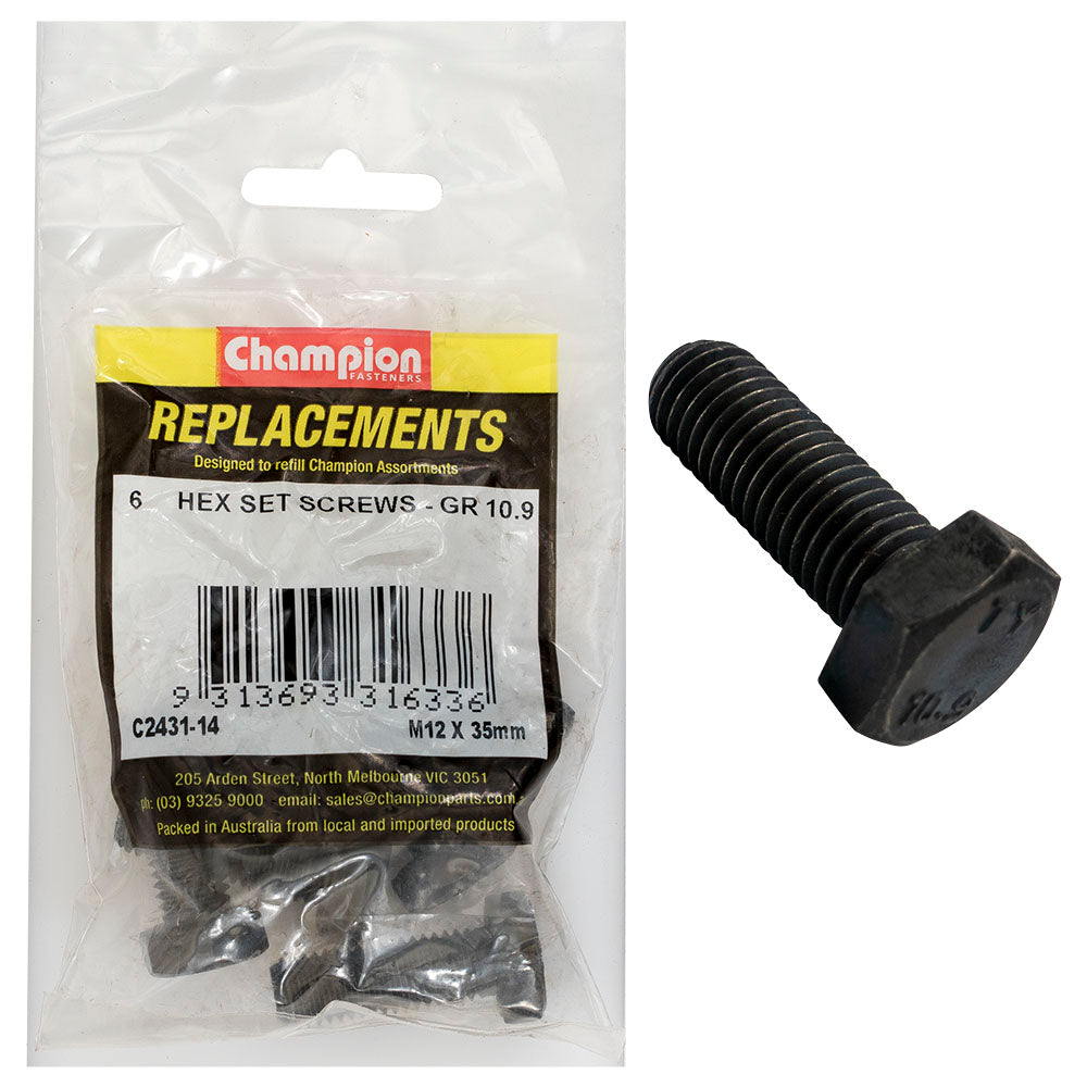 Champion Fasteners Hex Set Screw High Tensile M12 X 35mm Grade 10.9 C2431-14