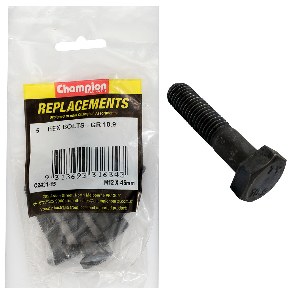 Champion Fasteners Hex Bolt High Tensile M12 X 45mm Grade10.9 C2431-15