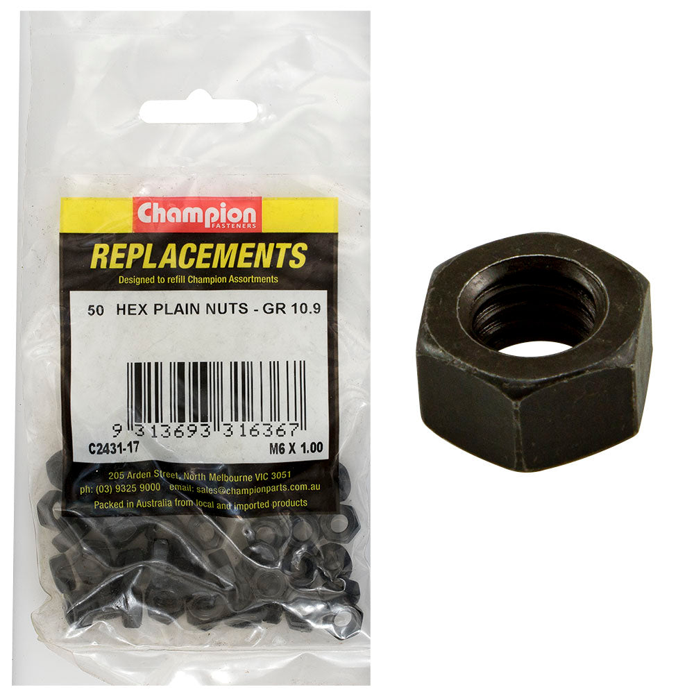 Champion Fasteners Hex Plain Nut High Tensile M6 X 1.00mm Class 8 C2431-17