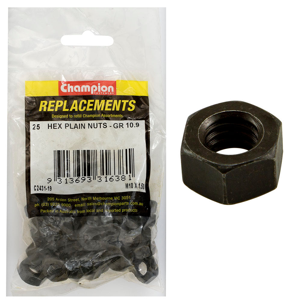 Champion Fasteners Hex Plain Nut High Tensile M10 X 1.50mm Class 10 C2431-19
