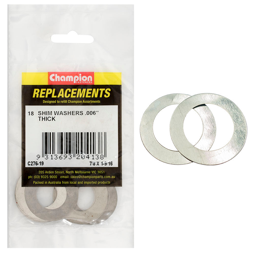 Champion Fasteners Washer Flat Shim 7/8In X 1 9/16In X .006In C276-19