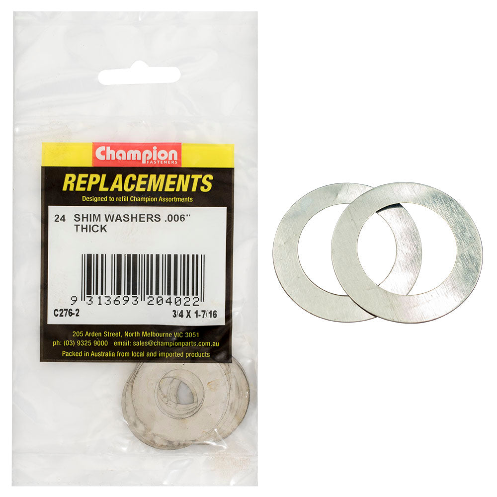 Champion Fasteners Washer Flat Shim 3/4In X 1 7/16In X .006In C276-2